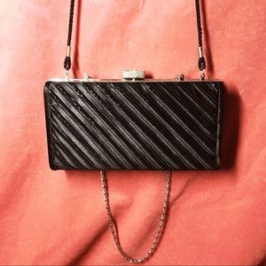 Kate Landry Black Sequin Silk Clutch